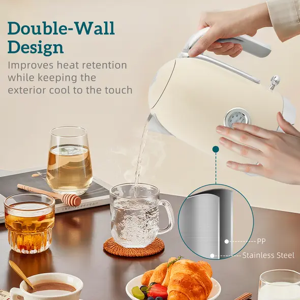 HOMCOM Retro Toaster and Kettle Set - Cream - 5