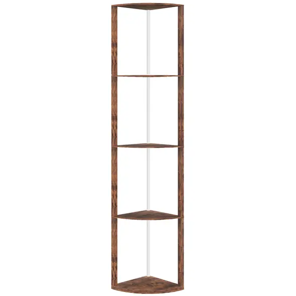 HOMCOM RGB Standing Lamp with Shelves, 4-Tier LED Floor Lamp with Multiple Lighting Modes, Rustic Brown - 1