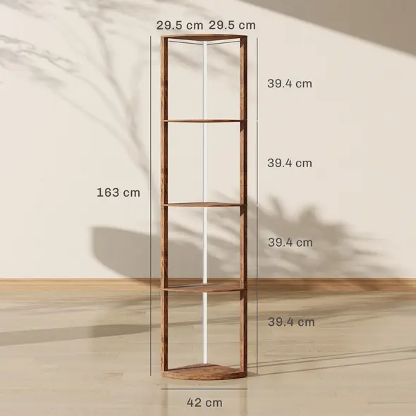 HOMCOM RGB Standing Lamp with Shelves, 4-Tier LED Floor Lamp with Multiple Lighting Modes, Rustic Brown - 4