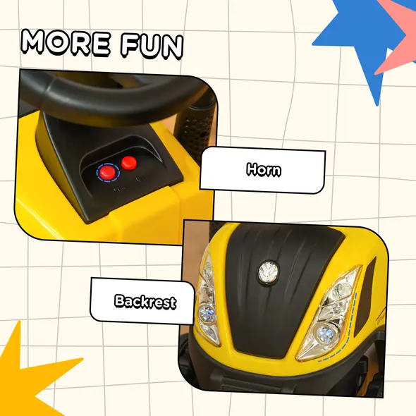 HOMCOM Ride On Tractor Toddler Walker Foot To Floor Slider w/ Horn Storage Steering Wheel for 1-3 Years Old Yellow - 6