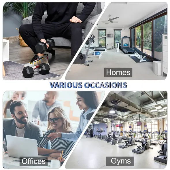 HOMCOM Rubber Dumbbell Set Sports Hex Weight Sets Home Gym Fitness Lift Strength Training Exercise 2 x 5kg, 2 x 6kg, 2 x 8kg - 7