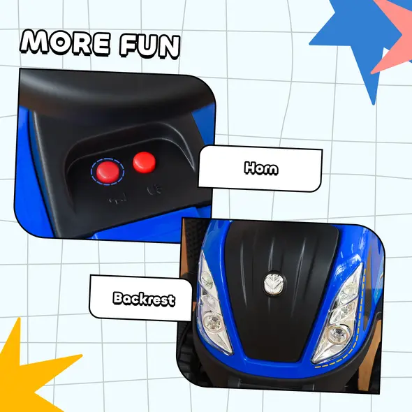 HOMCOM Ride On Tractor Toddler Walker Foot To Floor Slider w/ Horn Storage Steering Wheel for 1-3 Years Old Blue - 6