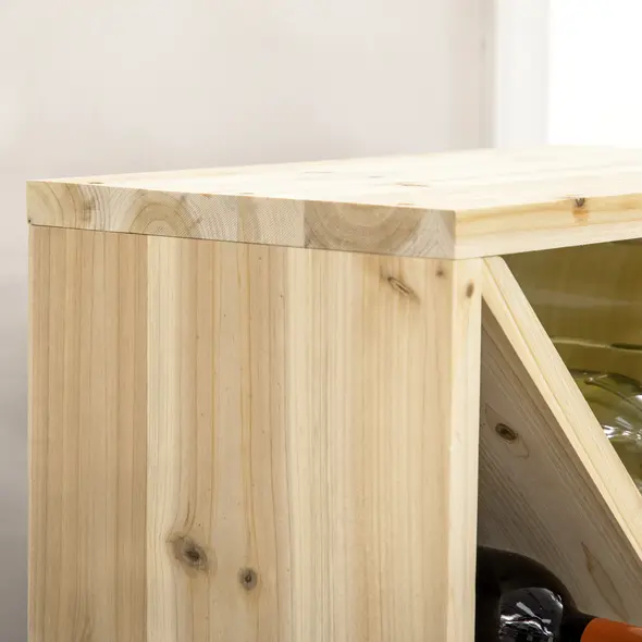 HOMCOM Set of 2 Wooden Wine Rack, X-Shaped Square Tabletop Storage Holder for 24 Bottle, Natural Wood - 7