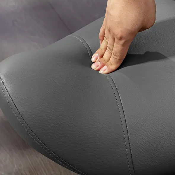 HOMCOM Saddle Stool, PU Leather Adjustable Rolling Salon Chair with Steel Frame for Massage, Spa, Beauty and Tattoo, Grey - 9