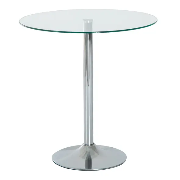 HOMCOM Round Dining Table, Modern Dining Room Table with Tempered Glass Top, Steel Base, Space Saving Small Bar Table - 1