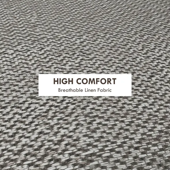 HOMCOM Round Linen-Look Storage Ottoman - Light Grey - 5