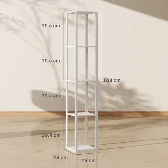 HOMCOM RGB LED Floor Lamp with Shelves, Modern Dimmable Standing Lamp with Remote Control, Adjustable Brightness & Speed for Living Room, Bedroom, Office, White - 4