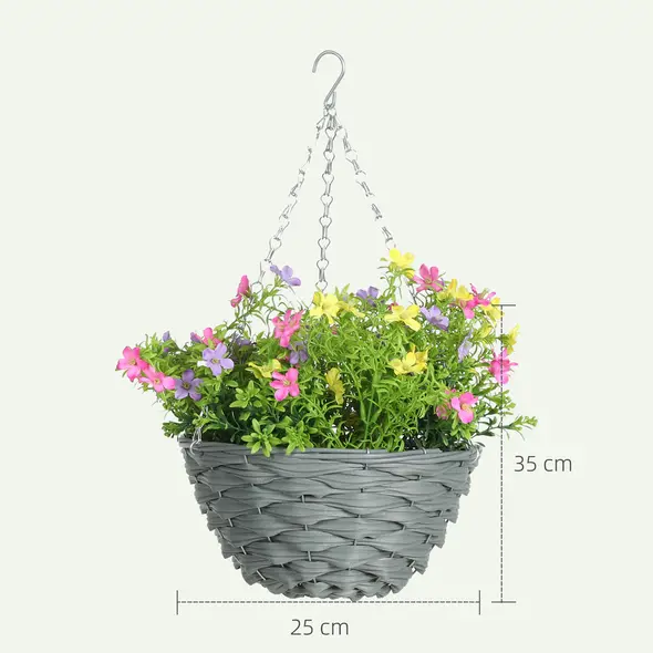 HOMCOM Set of 2 Artificial Hanging Cosmos Flowers - Multi-Colored - 3