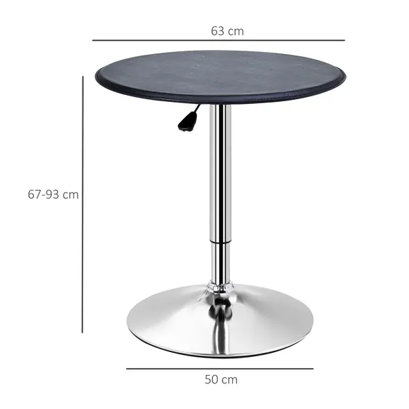 HOMCOM Round Bar Table, 360 Degree Swivel Counter Pub Table with Adjustable Height, for Kitchen, Cafe, Black - 3