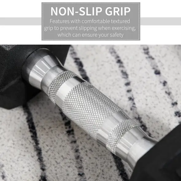 HOMCOM Rubber Dumbbell Set Sports Hex Weight Sets Home Gym Fitness Lift Strength Training Exercise 2 x 5kg, 2 x 6kg, 2 x 8kg - 5