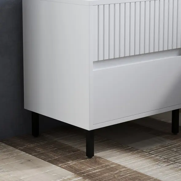 HOMCOM Simple Line Indented Two-Drawer Bedside Table Set of 2 - White - 9