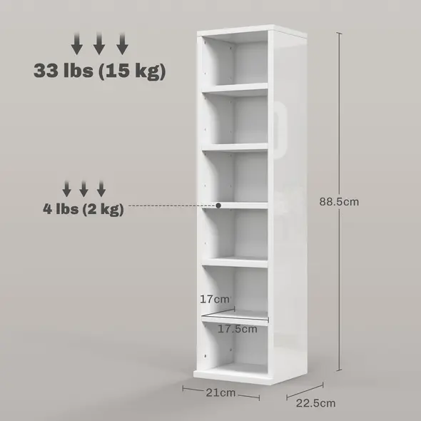 HOMCOM Set of Two 102 CD Storage Units - High Gloss White - 3