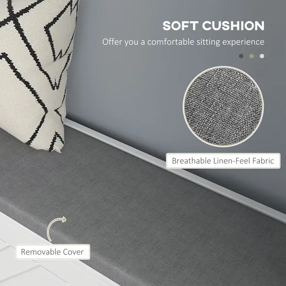 HOMCOM Shoe Storage with Seat, Upholstered Entryway Bench, Shoe Bench with 2 Flip Drawers and 4 Vents for 8 Pairs of Shoes - 7