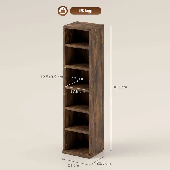HOMCOM Set of Two 102 CD Storage Units - Mid Brown Wood-Effect - 3
