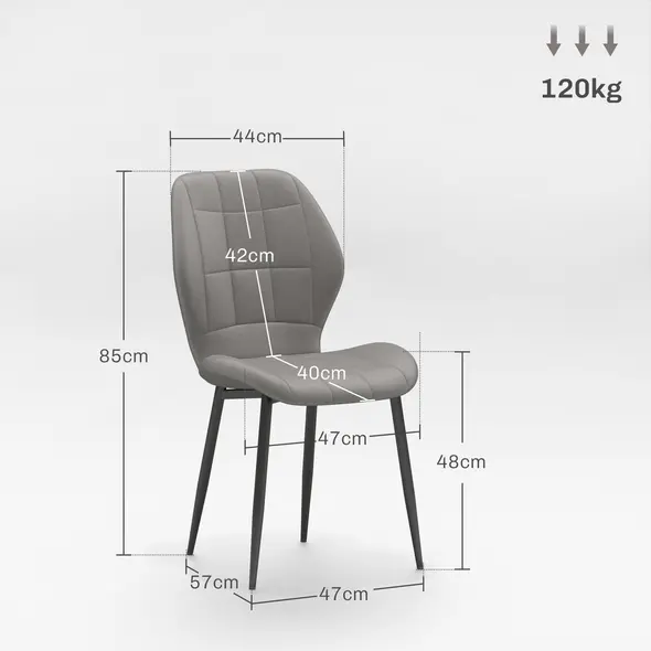 HOMCOM Set of Four Flannel Relaxed Tub Dining Chairs - Light Grey - 4