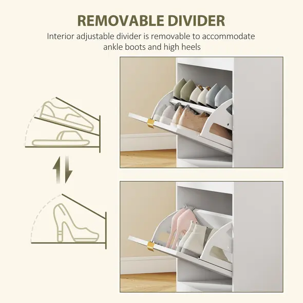 HOMCOM Shoe Storage with Seat, Upholstered Entryway Bench, Shoe Bench with 1 Flip Drawer and 4 Vents for 5 Pairs of Shoes - 6