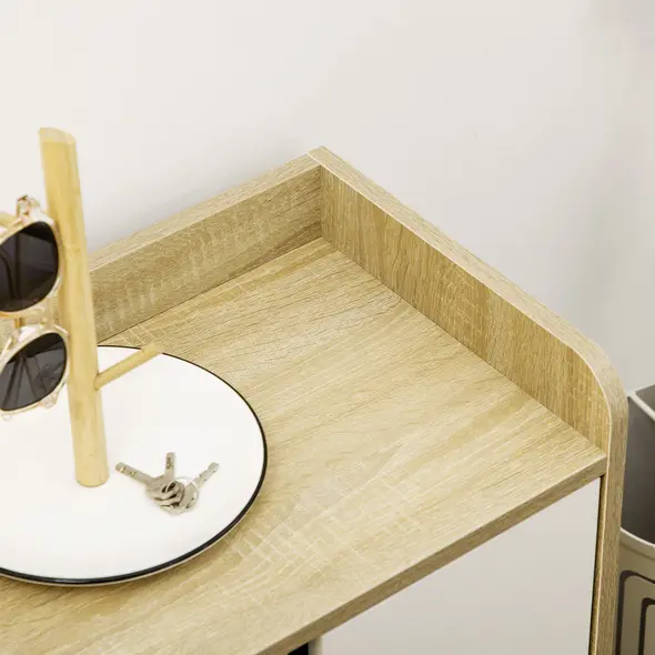 HOMCOM Shoe Storage with Double Doors and Open Shelves 13 Pair Shoe Storage Organizer for Entryway Hallway Natural and White - 7