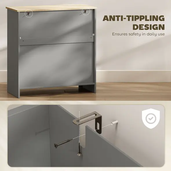 HOMCOM Sideboard Storage Cabinet, Morden Kitchen Cupboard with Adjustable Shelf, Drawer and Double Doors, Sideboard for Living Room, Dining Room, Hallway, Grey - 6