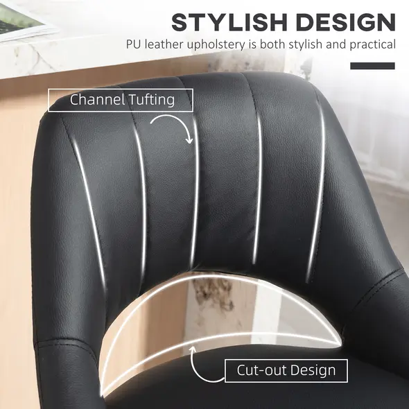 HOMCOM Set of Two Faux Leather Bar Stools - Black - 7