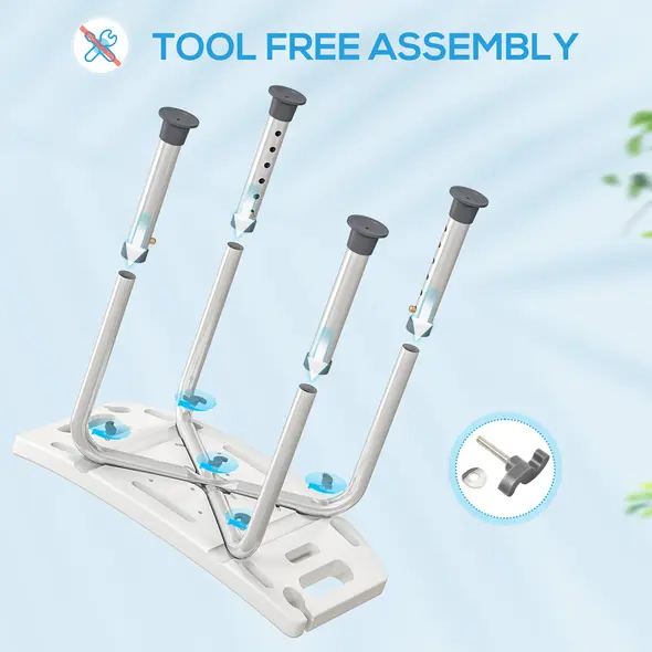 HOMCOM Shower Chair, Adjustable Height Shower Stool with Aluminium Frame and Non-Slip Feet, Bathtub Stool Seat for Elderly Disabled Handicap, Grey - 6