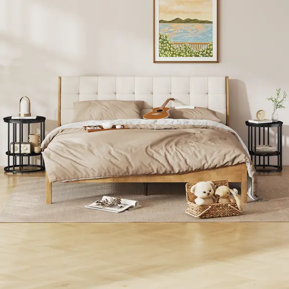 HOMCOM Set of Two Marble-Effect Coffee Tables - Black - 9