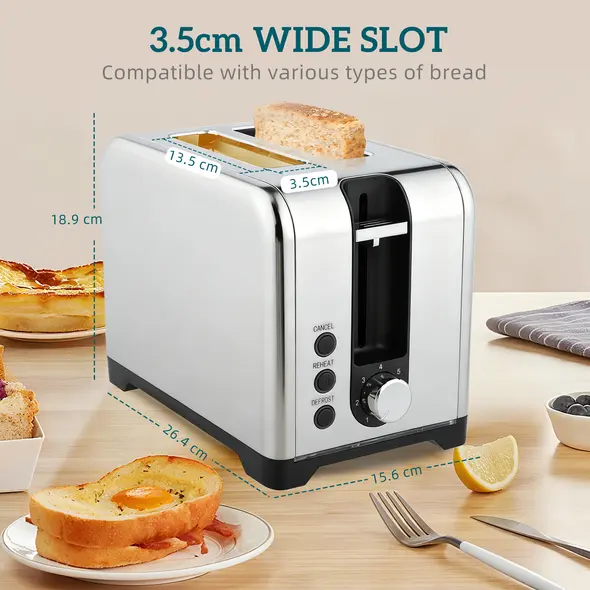 HOMCOM Simple Polished Toaster and Kettle Set - Silver Tone - 6