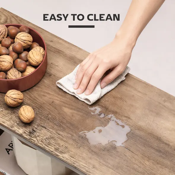 HOMCOM Side Table, Narrow End Table with Storage Shelves, S-Shaped, 3-Tier, 50W x 19.5D x 58H cm, Oak - 6