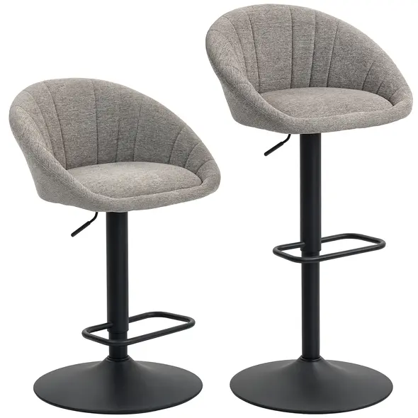 HOMCOM Set of Two Relaxed Tub Bar Stools - Grey - 1