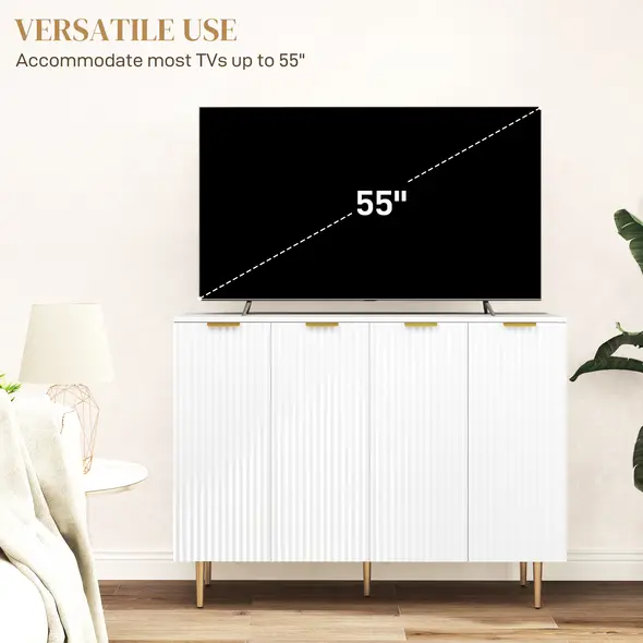 HOMCOM Sideboard Buffet Cabinet, Modern Kitchen Storage Cabinet with 4 Doors and Adjustable Shelves, White - 6