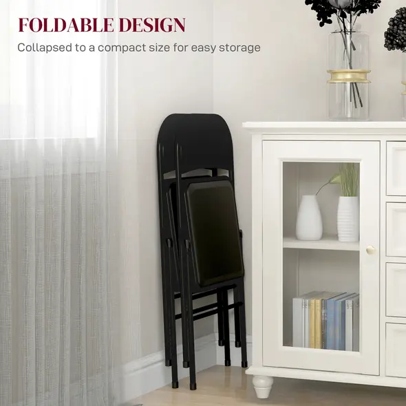 HOMCOM Set of Two Cushioned Folding Chairs - Black - 6