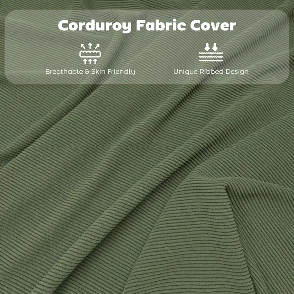 HOMCOM Set of Four Folding Corduroy Seat Chairs - Green - 7