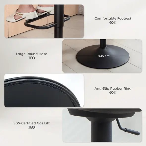 HOMCOM Set of Two Relaxed Tub Bar Stools - Grey - 6