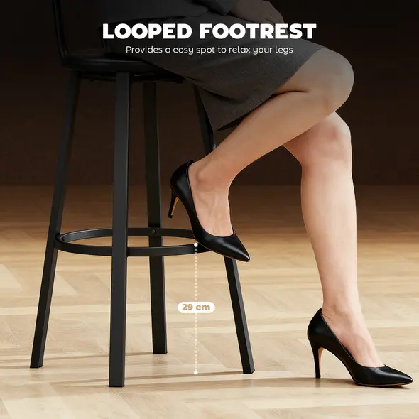 HOMCOM Set of Two Industrial-Style Bar Stools - Brown/Black - 6