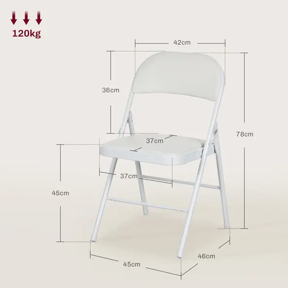 HOMCOM Set of Two Cushioned Folding Chairs - White - 3