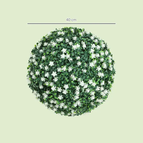 HOMCOM Set of Two Artificial Boxwood Balls Plants - White - 3