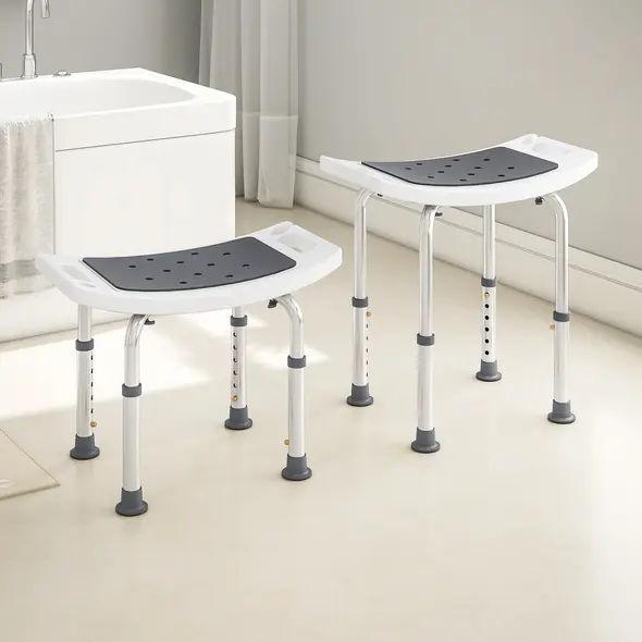 HOMCOM Shower Chair, Adjustable Height Shower Stool with Aluminium Frame and Non-Slip Feet, Bathtub Stool Seat for Elderly Disabled Handicap, Grey - 9