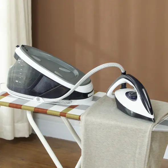 HOMCOM Steam Generator Iron, Energy-Saving, Self-Cleaning, Powerful Vertical Steam, Automatic Shut-Off, Ceramic Non-stick Soleplate, Large 1.5L Detachable Water Tank, 8 Bar, c, Blue - 9