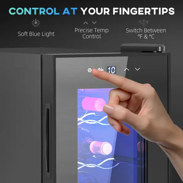 HOMCOM Six Bottle 8-18℃ Countertop Wine Fridge - Black - 7