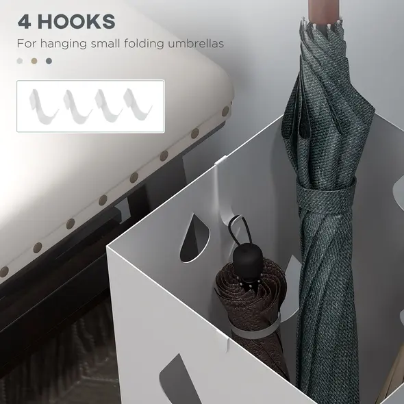 HOMCOM Six-Umbrella Steel Holder Stand - White - 6