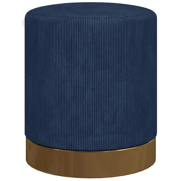 HOMCOM Soft Padded Corduroy Footstool - Dark Blue - 1
