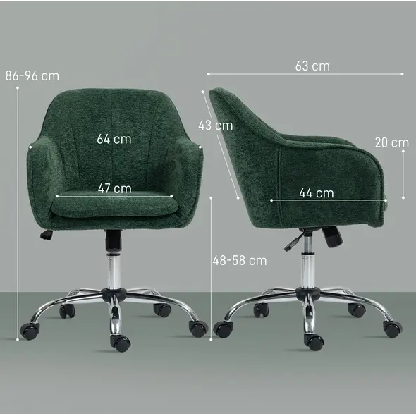 HOMCOM Snow Flannel Office Chair - Dark Green - 3
