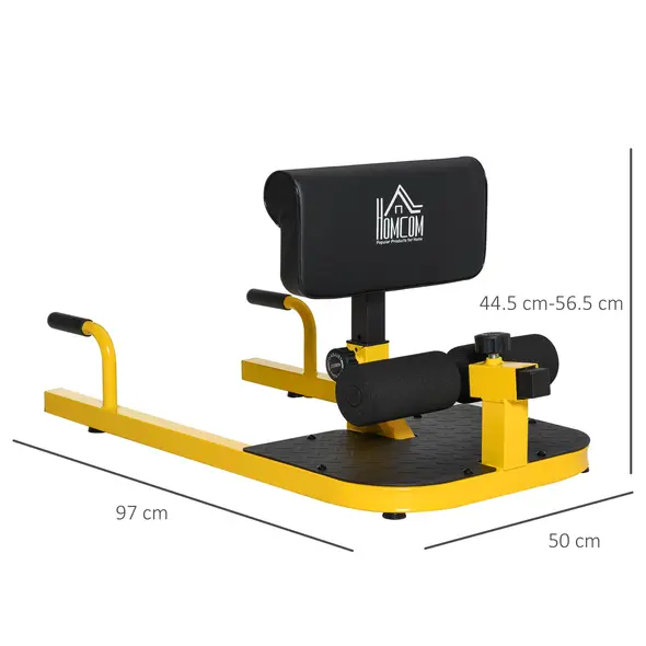 HOMCOM Squat Machine with Push Up Stand, Padded Hip Thrust Bench with Adjustable Cushion for Home Gym Work Out, Yellow - 3