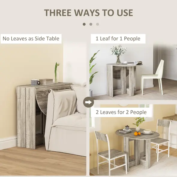 HOMCOM Space-saving Drop Leaf Table, Folding Dining Table for Small Space, Kitchen, Dining Room, Grey - 4