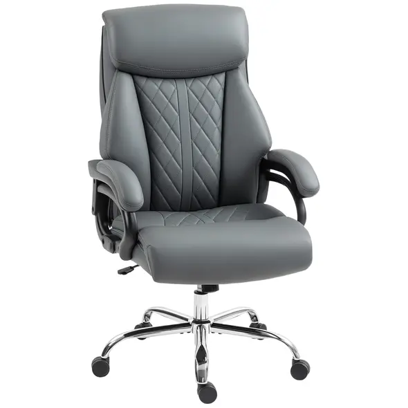 HOMCOM Super Padded Faux Leather Office Chair - Charcoal Grey - 1