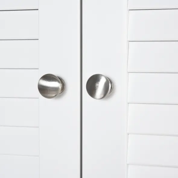 HOMCOM Tall Freestanding Bathroom Cabinet Retro Shutters w/ 3 Compartments Shelves Elevated Base Narrow Organiser White 60L x 30W x 182.5H cm - 9