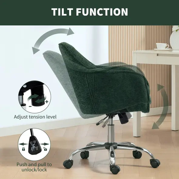 HOMCOM Snow Flannel Office Chair - Dark Green - 6