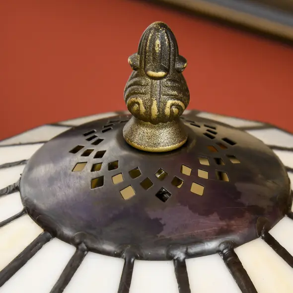 HOMCOM Stained Glass Table Lamp, Handmade Antique Bedside Lamp, Decorative Night Light for Bedroom, Living room, Home, Nightstand - 9