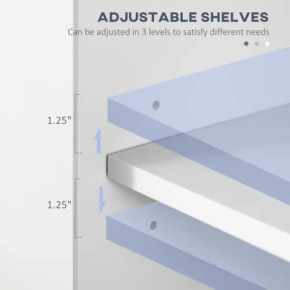 HOMCOM Tall Freestanding Bathroom Cabinet Retro Shutters w/ 3 Compartments Shelves Elevated Base Narrow Organiser White 60L x 30W x 182.5H cm - 6
