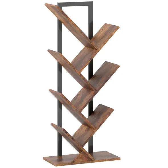 HOMCOM Six-Section Tree Bookcase - Wood-Effect - 1