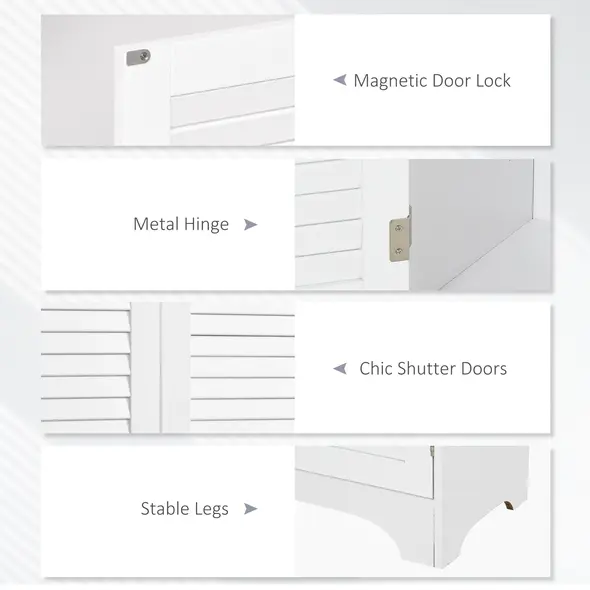 HOMCOM Tall Freestanding Bathroom Cabinet Retro Shutters w/ 3 Compartments Shelves Elevated Base Narrow Organiser White 60L x 30W x 182.5H cm - 5
